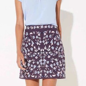 LOFT | Purple Embroidered Floral Skirt (4)